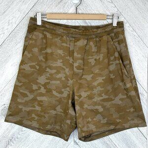 Lululemon Pace Breaker Shorts Mens Size Large Camo Tan Linerless 7" Inseam